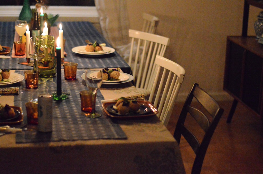 A formal dining table set for a meal.